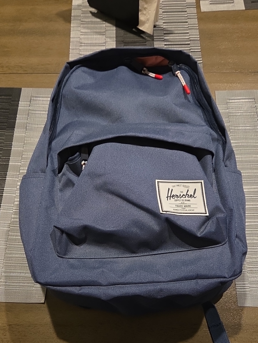 Herschel Supply Company Blue Classic Backpack with Red Zipper Pulls